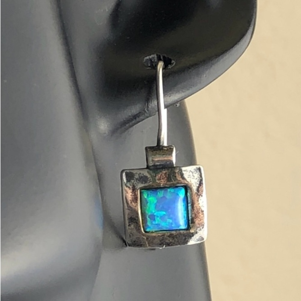 Signed “Didae” Israel 925 opal wire drop pierced earrings - Picture 4 of 5